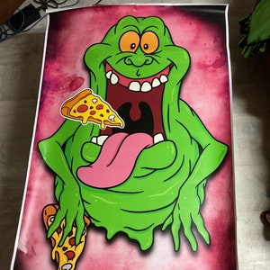 Arquivos de pôster e fatias de pizza de desenhos animados inspirados em Slimer 30,25" x 47,5"