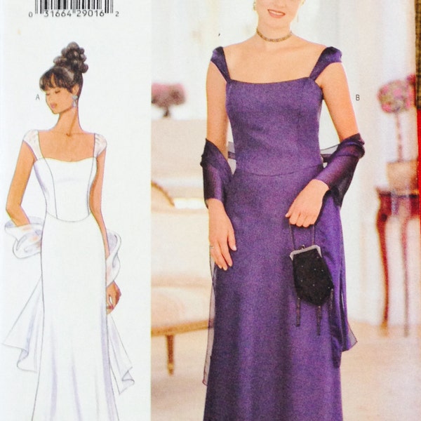 5934  DRESS PATTERN Butterick 90s Evening Wedding Cocktail Dress Caplet Sleeves Size 12-14-16 UNCUT Womens Sewing Patterns