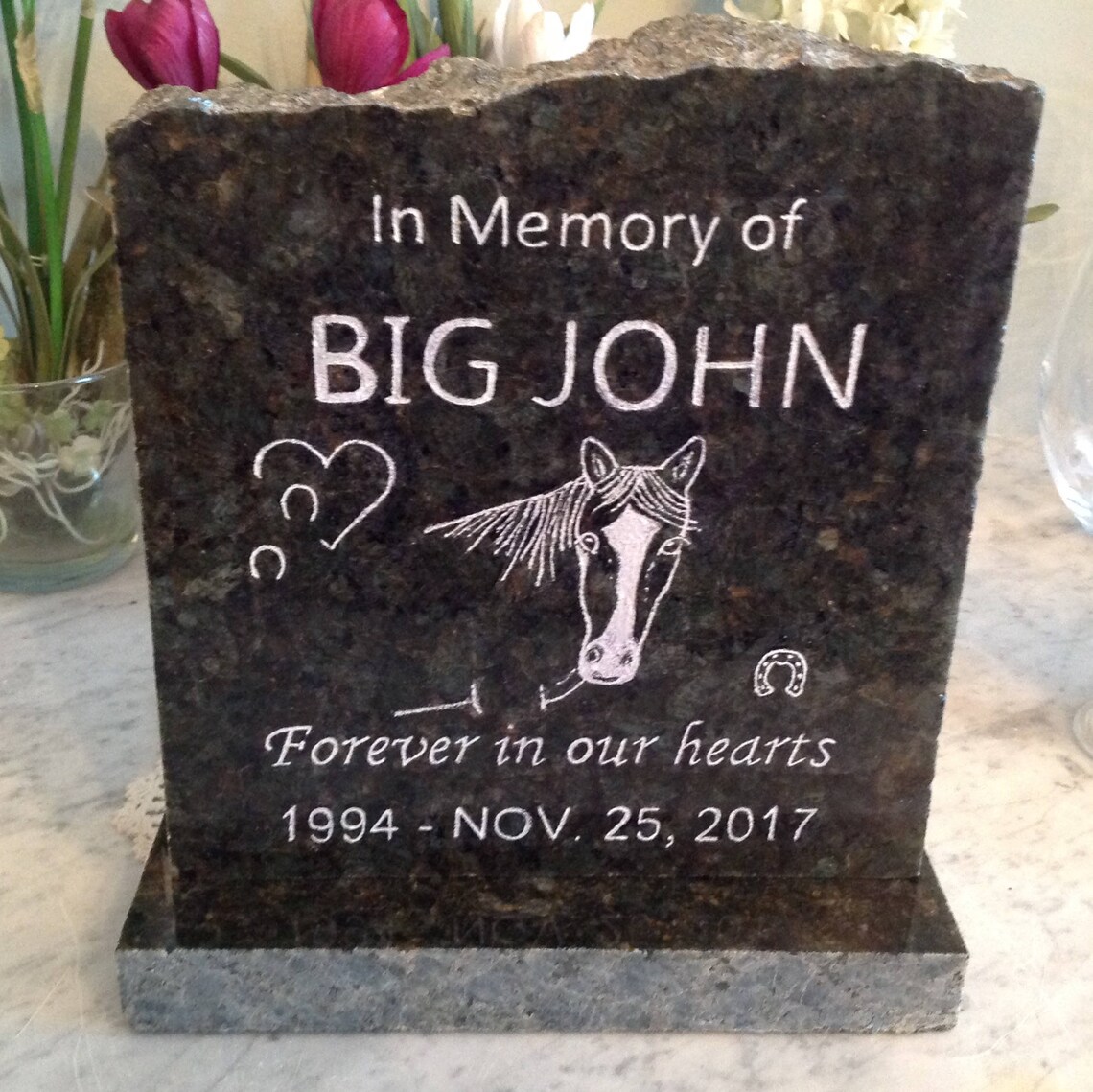 Horse Memorial Stone / Horse Memorial Grave Marker W/granite - Etsy UK