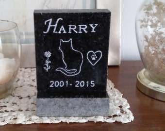 Small Pet Memorial Stones, Head Stone Pet Loss Gift / Memorial Marker with Granite BASE*, DESIGN Your Own,  Headstone , 3-1/2&quot; x 4&quot;x1&quot;*