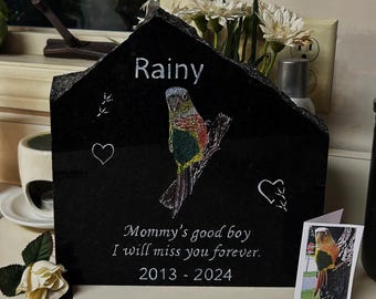 COLOR Bird/Goat Garden Stone, Pet Memorial, 9-10&quot; x 8-9&quot; X 1&quot; (NO BASE - Lays flat) Design Your Perfect Memorial