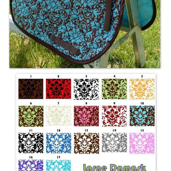 CUSTOM ORDER - Damask Print Saddle Pad Many Colors