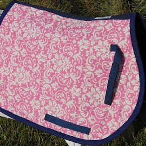 READY TO SHIP - Pony Size all-purpose Saddle pad - Pink and Navy