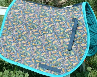 Ready to Ship - Navy Blue Paisley Saddle Pad Horse Size