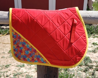 READY TO SHIP - Red w/ Leaf Accent - All-Purpose Horse Saddle Pad