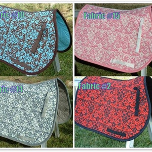 CUSTOM ORDER Damask Print Saddle Pad Many Colors image 2