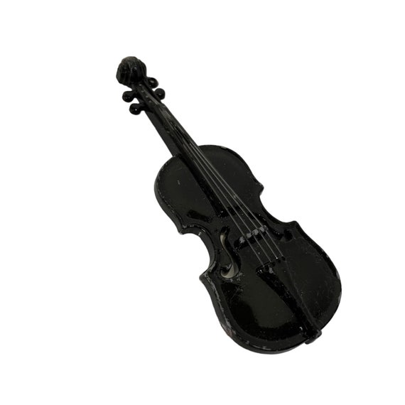 Violin Brooch Black 4 String Maple Spruce Wood 4" - image 7