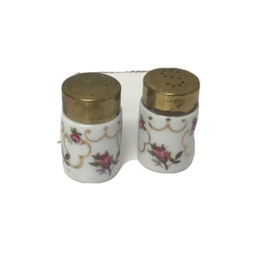 Irice Import I.W. Rice Salt & Pepper Shakers Porcelain Rose Flower Design