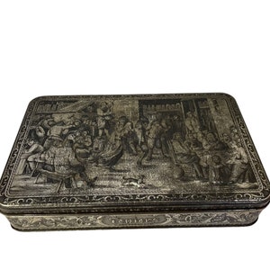Vintage Collectible Cookies Tin Box De Beukelaer Metal Embossed 12.5&quot; x 8 x 2.5&quot;