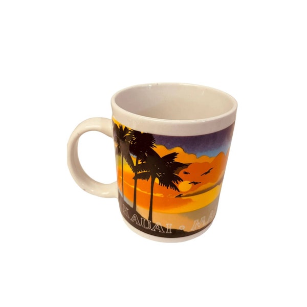 Collectible Coffee Mug Cup Oahu Hawaii Sunset by the Sea Multicolor