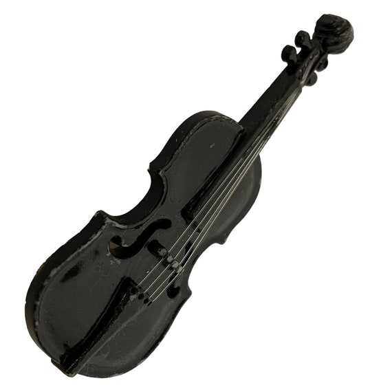 Violin Brooch Black 4 String Maple Spruce Wood 4" - image 2