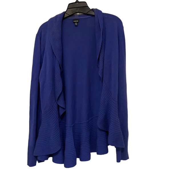 Rafaella Women's Lightweight Long Sleeve Front Closure Cardigan Blue Size L