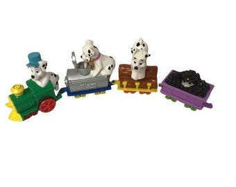 Trenino giocattolo Disney 101 Dalmatians per bambini, multicolore, 4 pezzi, ruote girevoli, stile vintage