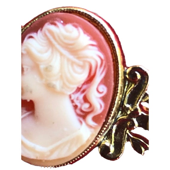 Vintage Cameo Pin Brooch Victorian Lady Tiny Faux… - image 7