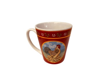 Trisa Coffee Tea Mug Cup Country Rooster Red Size 4"H x 3.5" W