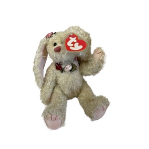 Vintage Ty Beanie Baby Attic Treasure Stuffed Toy 8&quot; Rabbit Rosalyne Retired 1993