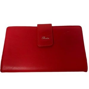 Buxton Womens Snap Tab Closure Heiress Checkbook Clutch Wallet Red