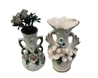 Vintage Miniature Porcelain Vases Decorative 4"