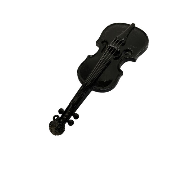 Violin Brooch Black 4 String Maple Spruce Wood 4" - image 4