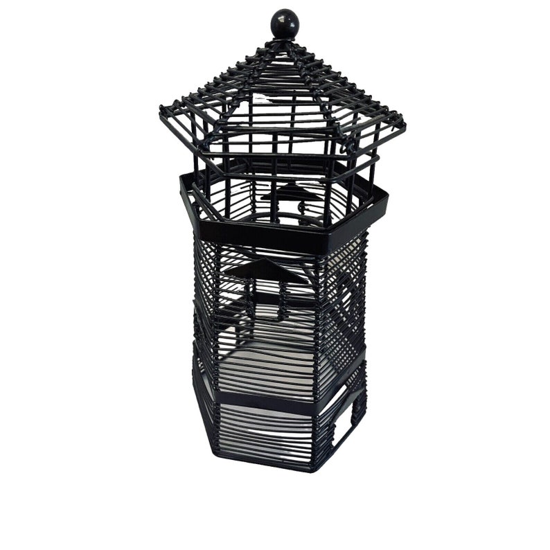 Black Metal Wire Lighthouse Tea/Votive Candle Holder Collectible Decorative 10 image 1