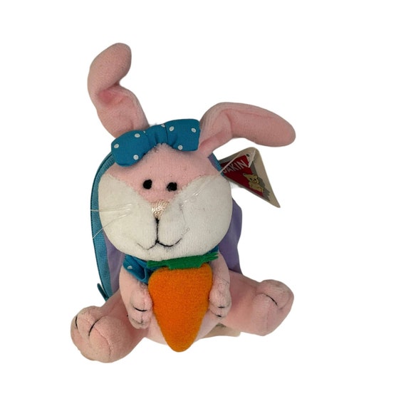 Akin Easter Bunny Holding Carrots Plushie Keychai… - image 1