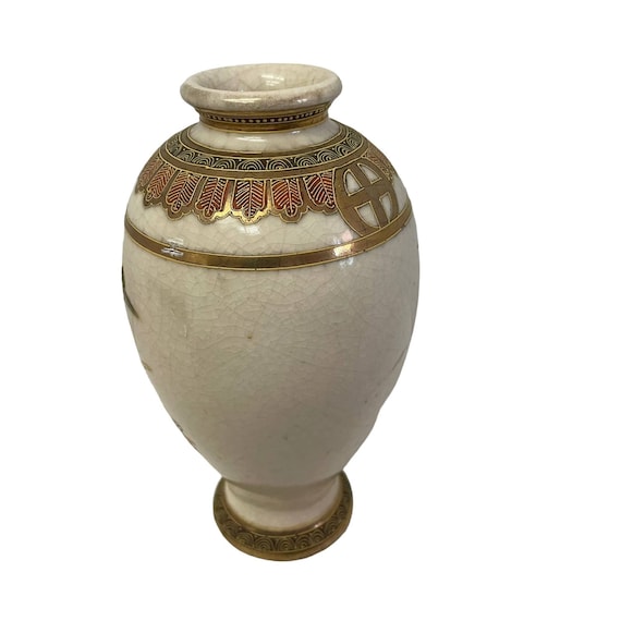 Vintage Kyo Satsuma Export Vase Kusube Mark Early 20th Century