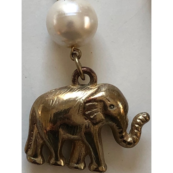 Dangling Elephant Earrings Pierced Gold Tone with… - image 4