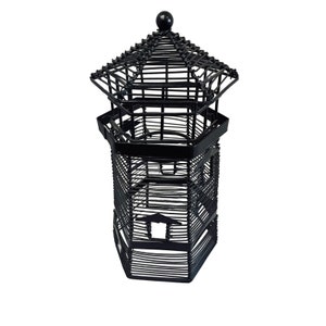 Black Metal Wire Lighthouse Tea/Votive Candle Holder Collectible Decorative 10 image 2