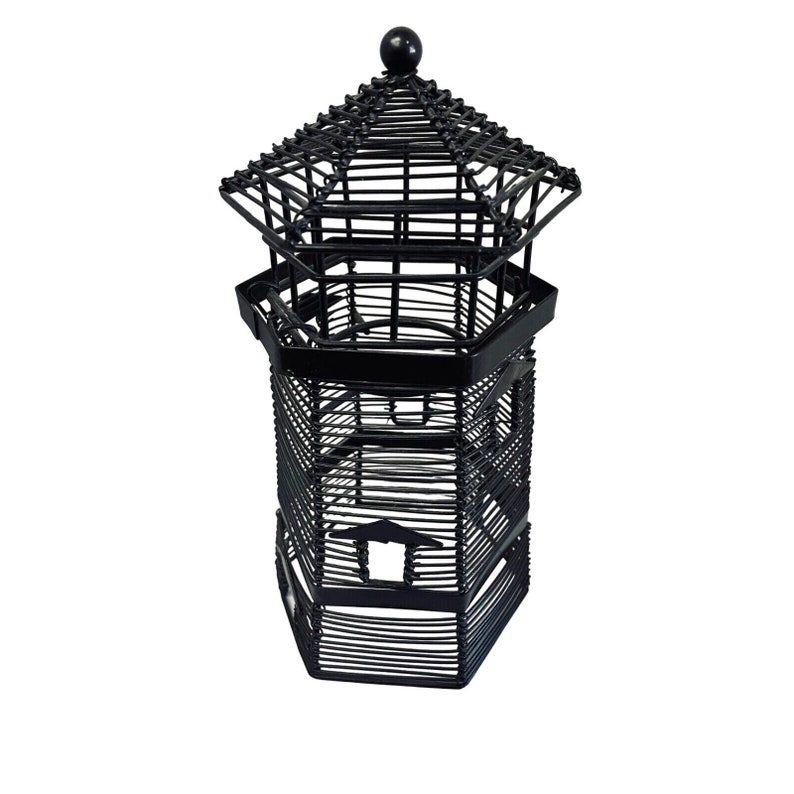 Black Metal Wire Lighthouse Tea/Votive Candle Holder Collectible Decorative 10 image 2