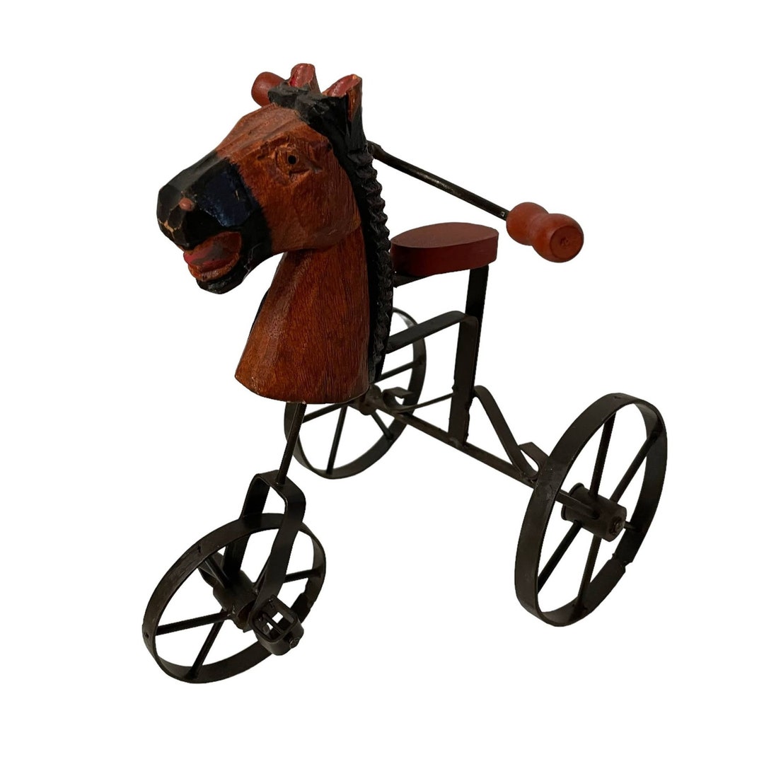 Vintage Miniature Tricycle Handlebars Wooden Horse Head 9hx 9lx 6.5d Etsy