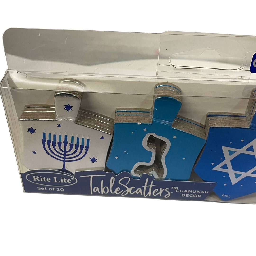 Rite Lite Chanukah Table Scatters - 20 Foiled Dreidel Decorations For Holiday Table Settings