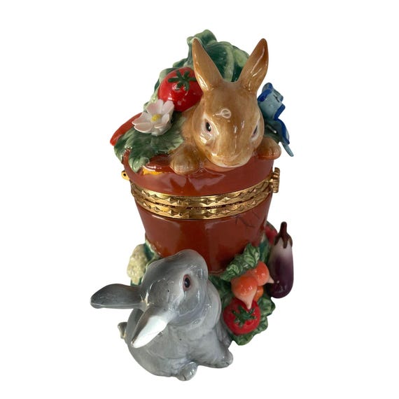 Decorative Ceramic Easter Rabbit Trinket Box 8" x… - image 2