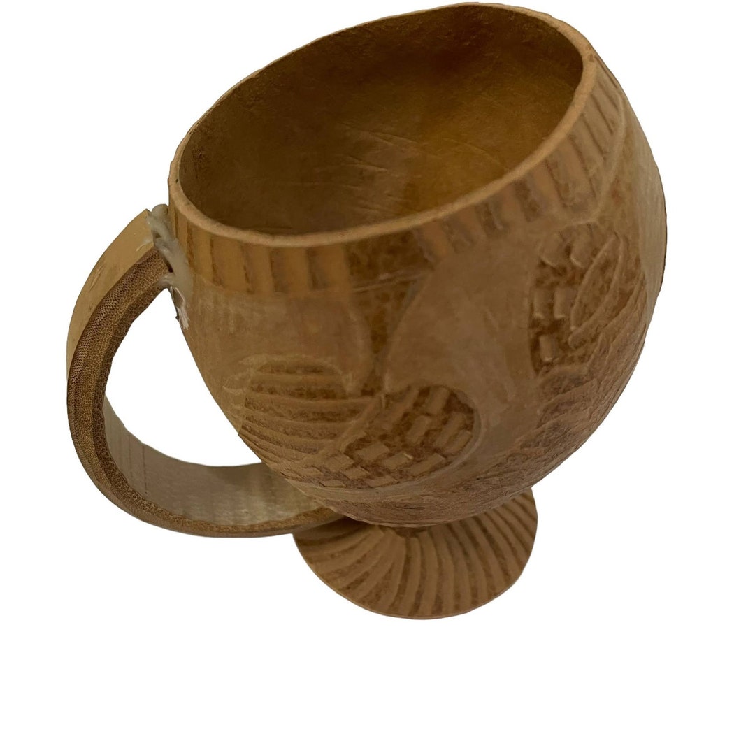 Shell Tea Cup Vintage Handmade Tea Cup Made of Coconut Shell Brown 4.5