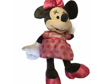 Walt Disney Store World  Minnie Mouse Plush Pink Polka Dot Dress & Bow Doll 18"