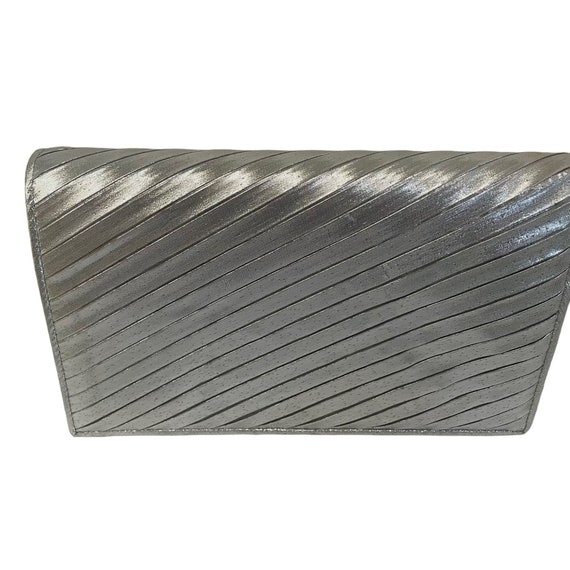 La Regale Silver Womens Clutch Sling Bag Metallic… - image 3