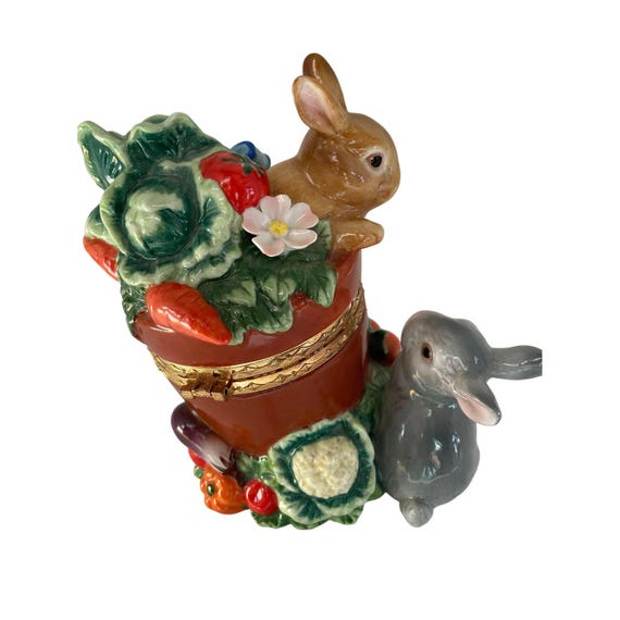 Decorative Ceramic Easter Rabbit Trinket Box 8" x… - image 6