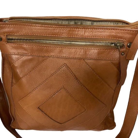 Lucky Brand Raya Crossbody Handbag Vegan Leather Tan Cognac Size: 12 x 12