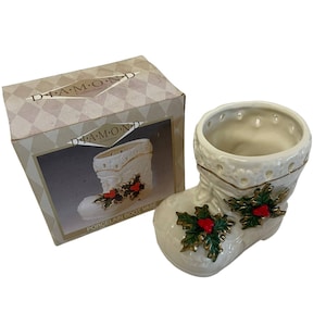 Diamond Collection Porzellan Boot Vase Weiß