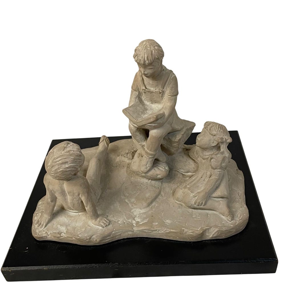 George Leters George Peters the Storyteller Sculpture Children Reading Figurine on ...