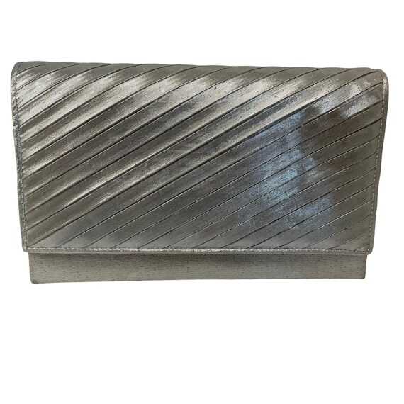 La Regale Silver Womens Clutch Sling Bag Metallic… - image 1