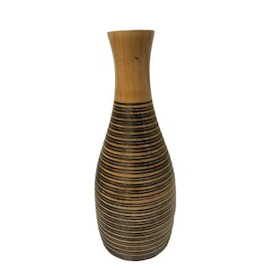 Wooden Vase Hand Made Classic Carved Thailand Table Flower 15 1/1/4 x 6 1/2