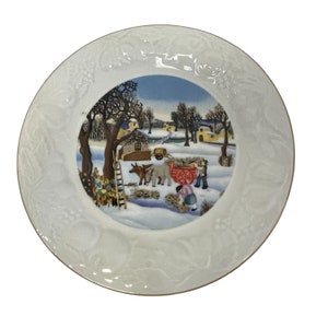 Vintage FOUR SEASONS Dinner Plate Winter Farm Tabletops Unlimited Country Theme