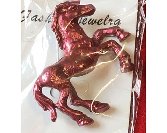 Girls Horse Pin Fuchsia Fashion Jewelry 1 1/2" x 1 3/4"