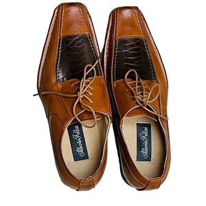 Alberto Fellini Men Dress Shoes Brown Square Toe Lace up Size 10.5 - Etsy