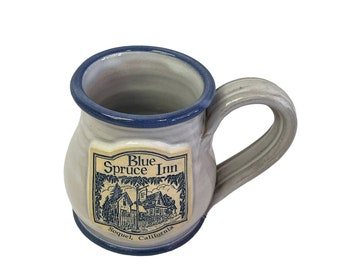 Blue Spruce Inn Soquel, California Coffee Mug Cup Deneen Pottery Handmade 4" x 5"