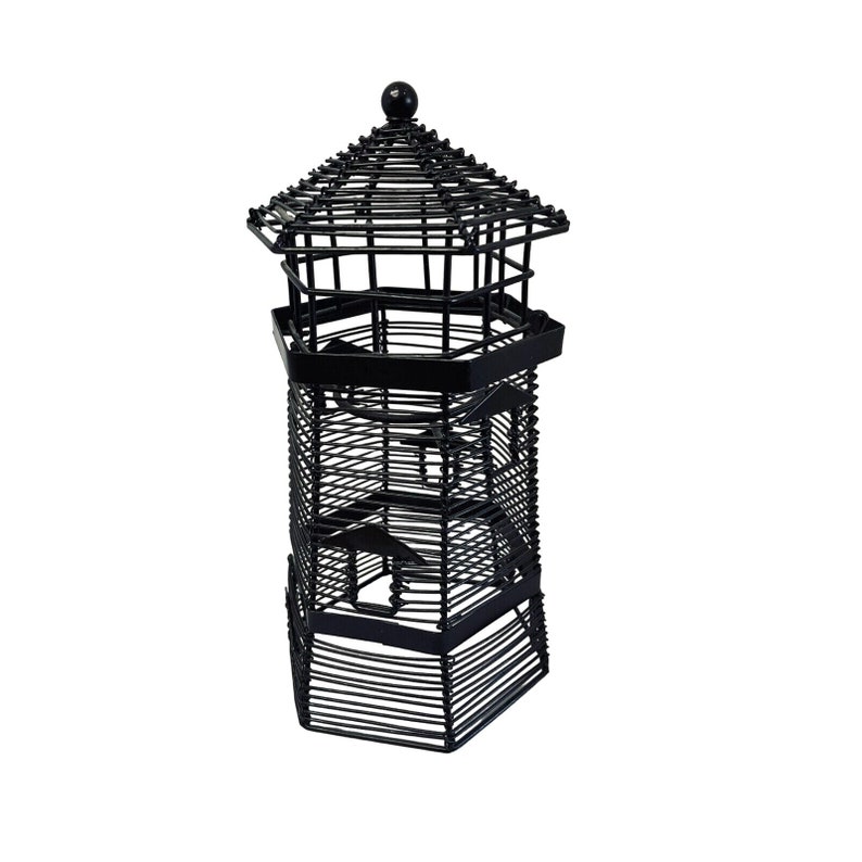 Black Metal Wire Lighthouse Tea/Votive Candle Holder Collectible Decorative 10 image 5