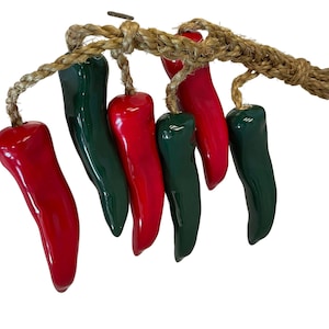 Ceramic Red & Green Chili Pepper Garland Kitchen Decor