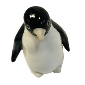 Ceramic Penguin Figurine Cute Miniature Home Decor Black Penguin Statue 3.5 inches