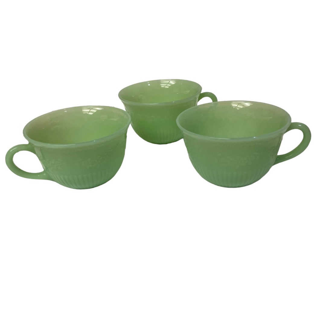 Vintage Jadeite Jane Ray Fire King Oven Ware USA Set of 3 Cups Etsy