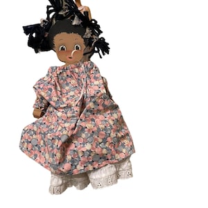 Collectible Doll Figurine wearing Pink Floral Long Dress 16&quot;